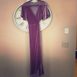 Velvet mauve wrap dress